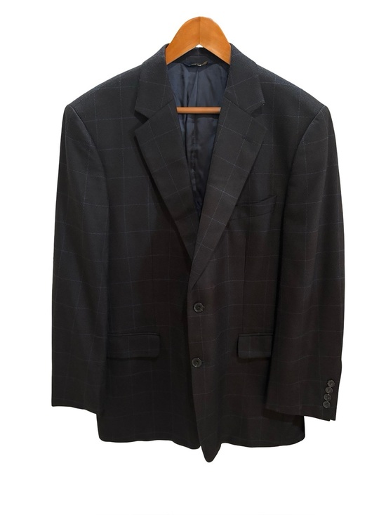 Brooks Brothers Other - Brooks Brothers 100% Lambs Wool Blazer 43R Charcoal Blue Windowpane Plaid